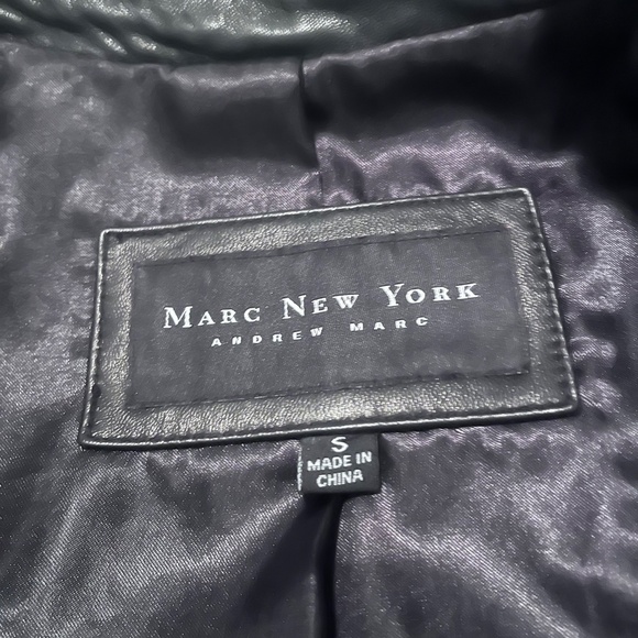 Marc New York By Andrew Marc Women's Black Long Sleeve Leather Jacket Size S - Picture 3 of 4